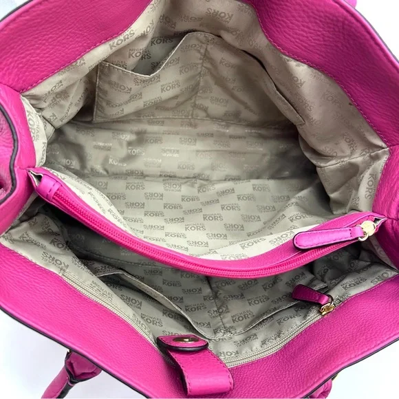 Michael Kors Hamilton Grommet Satchel Hot Pink Leather w/ Dust Bag - Picture 6 of 16